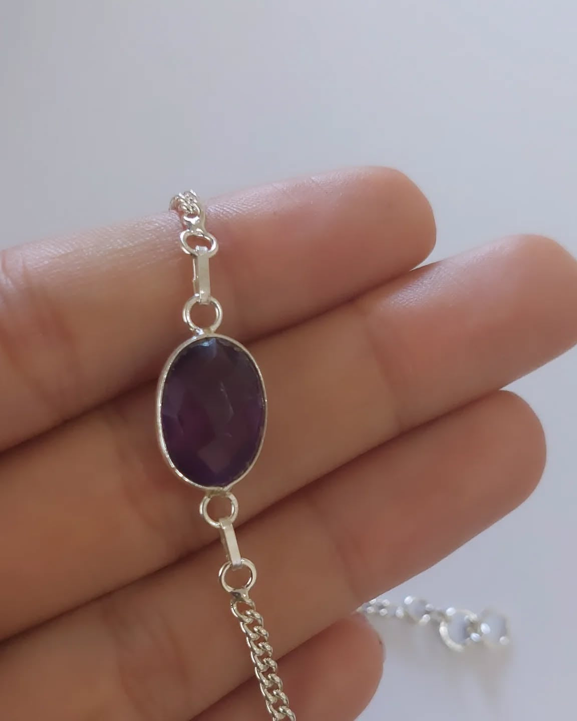 Pulsera de plata 925 con amatista natural