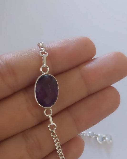 Pulsera de plata 925 con amatista natural