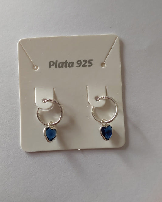 Aros con Corazón Azul