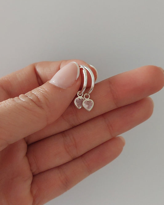 Aros con Corazón Rosa