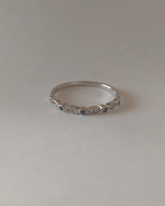 Anillo puntos y circonias azul