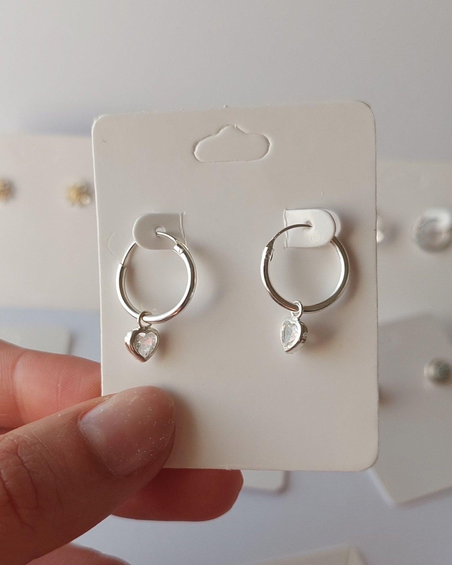 Aros con dije crazon circonia transparente