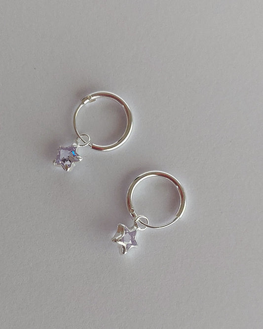 Aros con Dije Estrellita y Circonia Lila